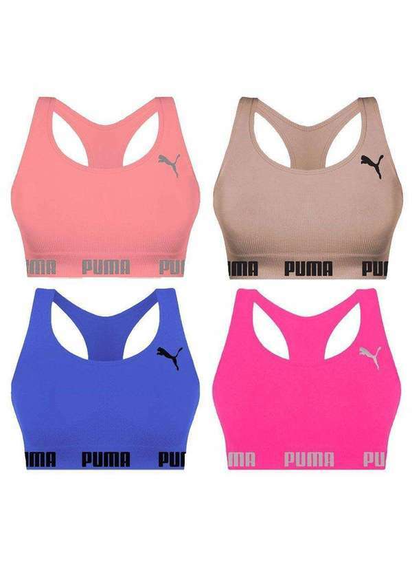 Puma - Kit 4 Tops Puma Nadador sem Costura Feminino Azul