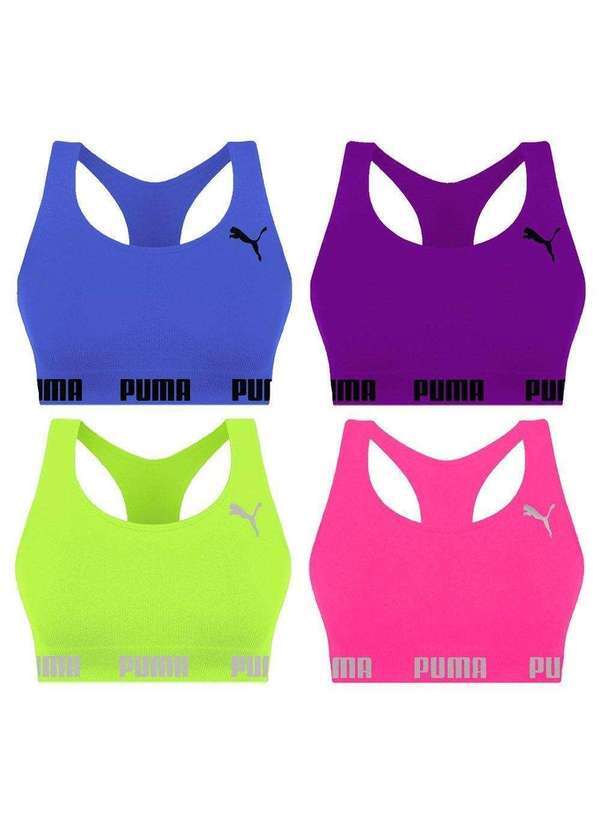 Puma - Kit 4 Tops Puma Nadador sem Costura Feminino Azul