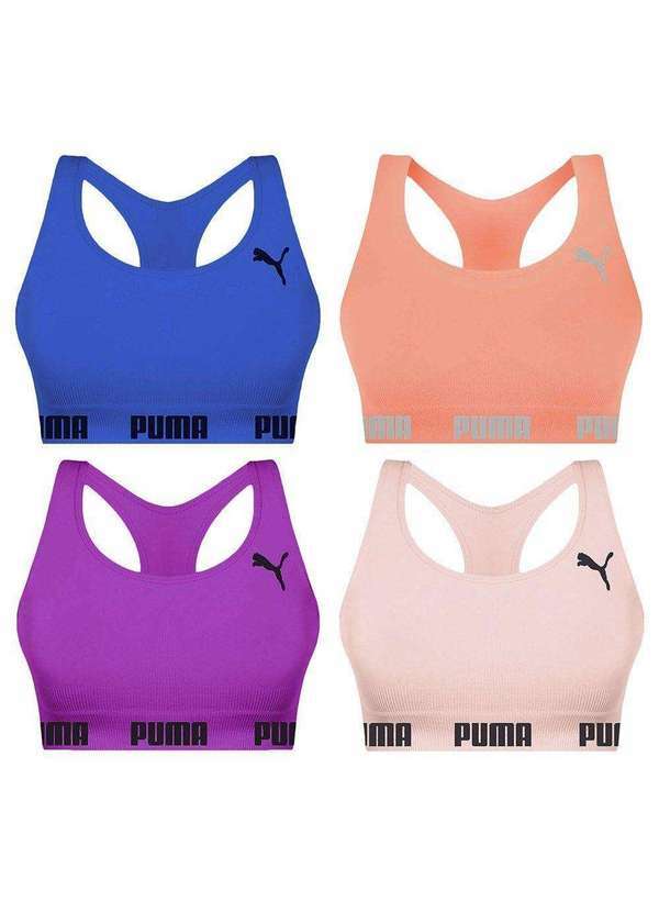 Puma - Kit 4 Tops Puma Nadador sem Costura Feminino Kit 4 Tops Puma Nadador Feminino