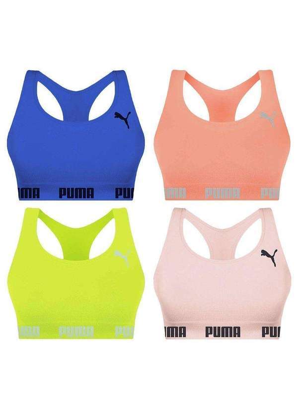Puma - Kit 4 Tops Puma Nadador sem Costura Feminino Kit 4 Tops Puma Nadador Feminino
