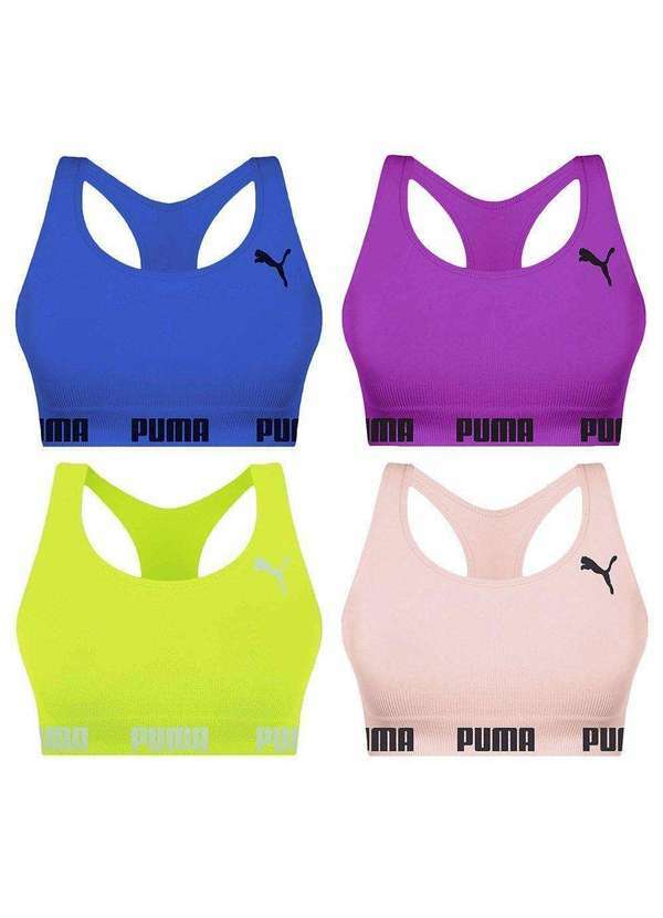 Puma - Kit 4 Tops Puma Nadador sem Costura Feminino Kit 4 Tops Puma Nadador Feminino