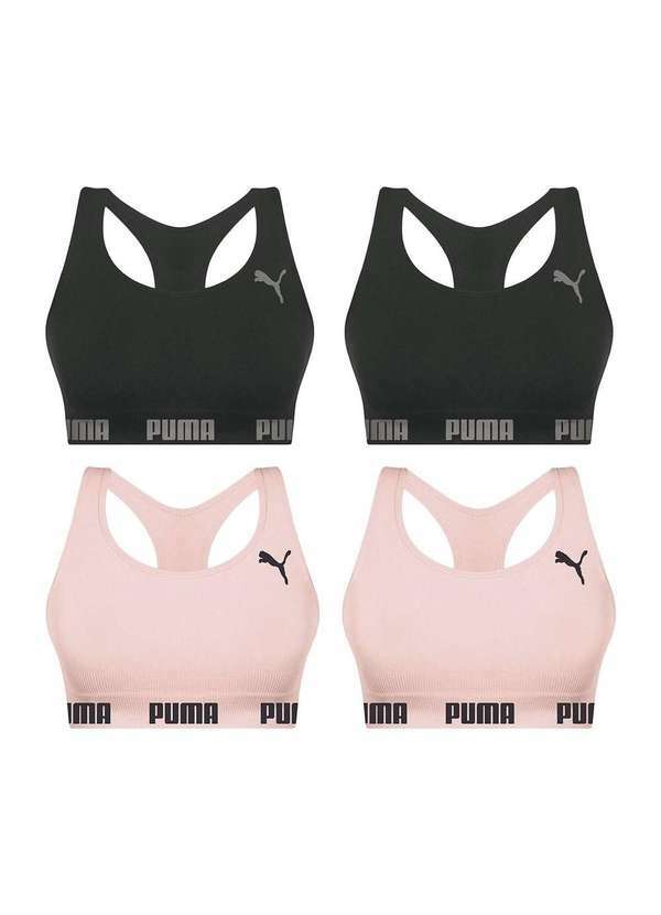 Puma - Kit 4 Tops Puma Nadador sem Costura Feminino Preto