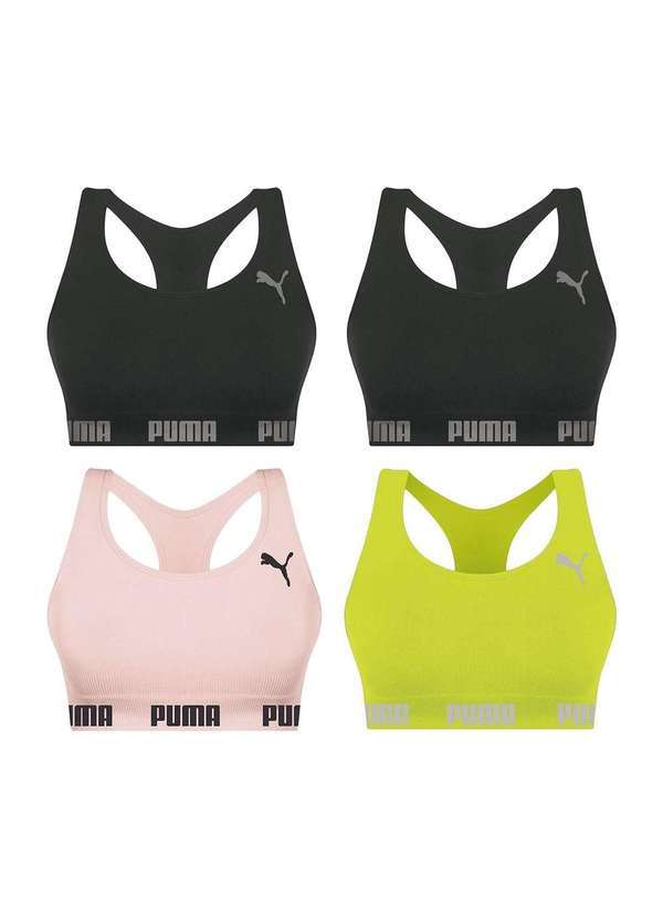 Puma - Kit 4 Tops Puma Nadador sem Costura Feminino Preto