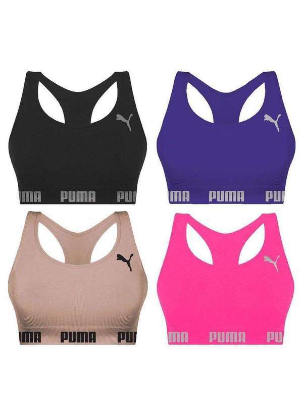 Puma - Kit 4 Tops Puma Nadador sem Costura Feminino Rosa