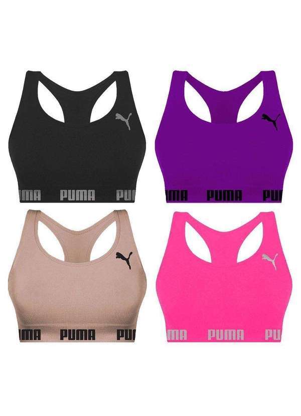 Puma - Kit 4 Tops Puma Nadador sem Costura Feminino Rosa