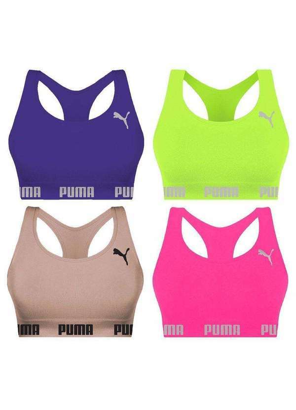 Puma - Kit 4 Tops Puma Nadador sem Costura Feminino Rosa