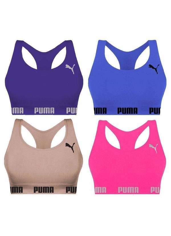 Puma - Kit 4 Tops Puma Nadador sem Costura Feminino Rosa