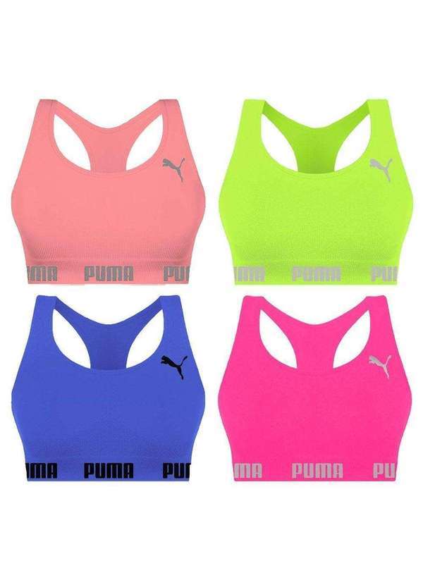 Puma - Kit 4 Tops Puma Nadador sem Costura Feminino Rosa