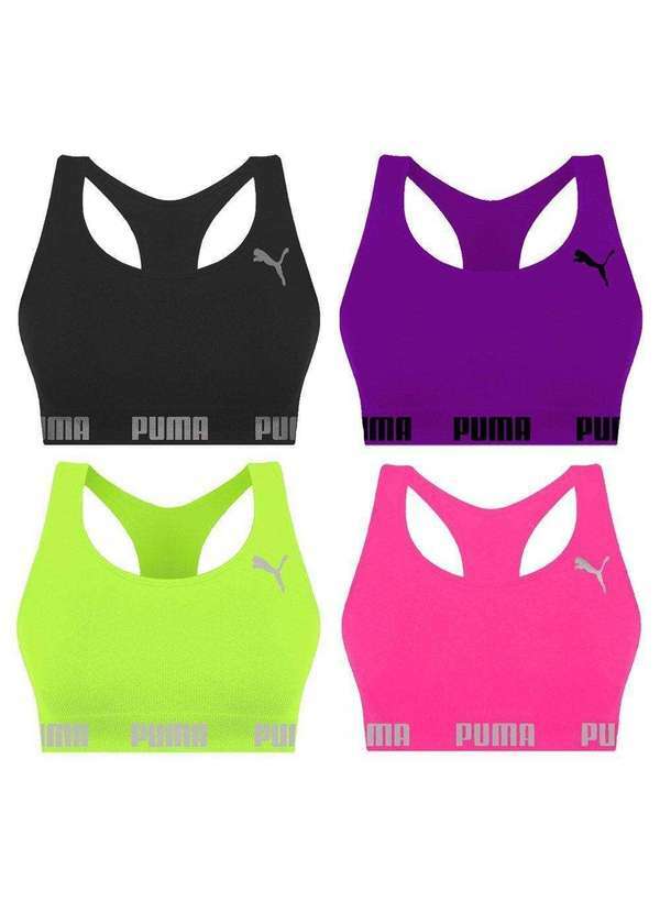 Puma - Kit 4 Tops Puma Nadador sem Costura Feminino Roxo