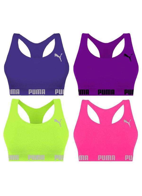 Puma - Kit 4 Tops Puma Nadador sem Costura Feminino Roxo