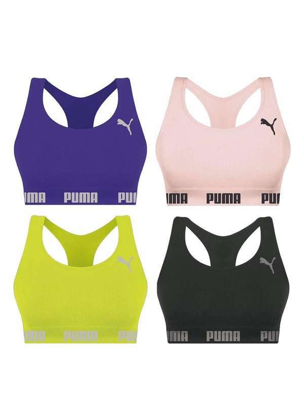 Puma - Kit 4 Tops Puma Nadador sem Costura Feminino Roxo