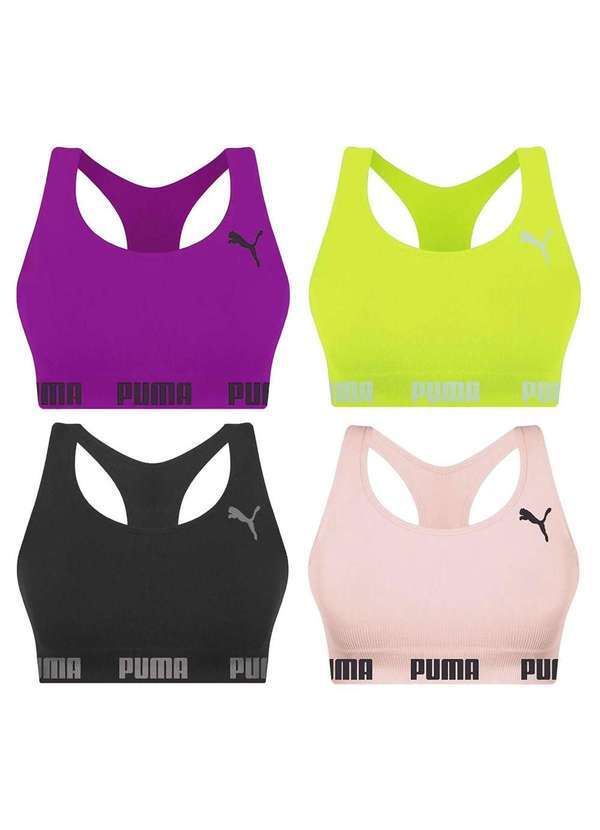 Puma - Kit 4 Tops Puma Nadador sem Costura Feminino Roxo