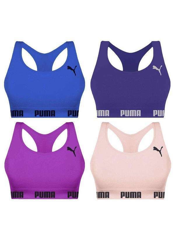Puma - Kit 4 Tops Puma Nadador sem Costura Feminino Roxo