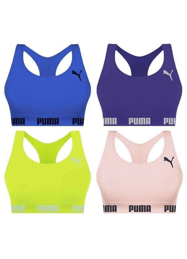 Puma - Kit 4 Tops Puma Nadador sem Costura Feminino Roxo