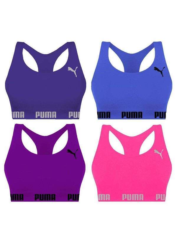 Puma - Kit 4 Tops Puma Nadador sem Costura Feminino Roxo