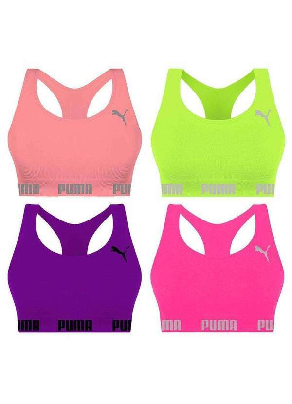 Puma - Kit 4 Tops Puma Nadador sem Costura Feminino Verde