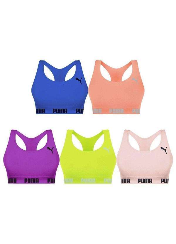 Puma - Kit 5 Tops Puma Nadador sem Costura Feminino Kit 5 Tops Puma Nadador Feminino