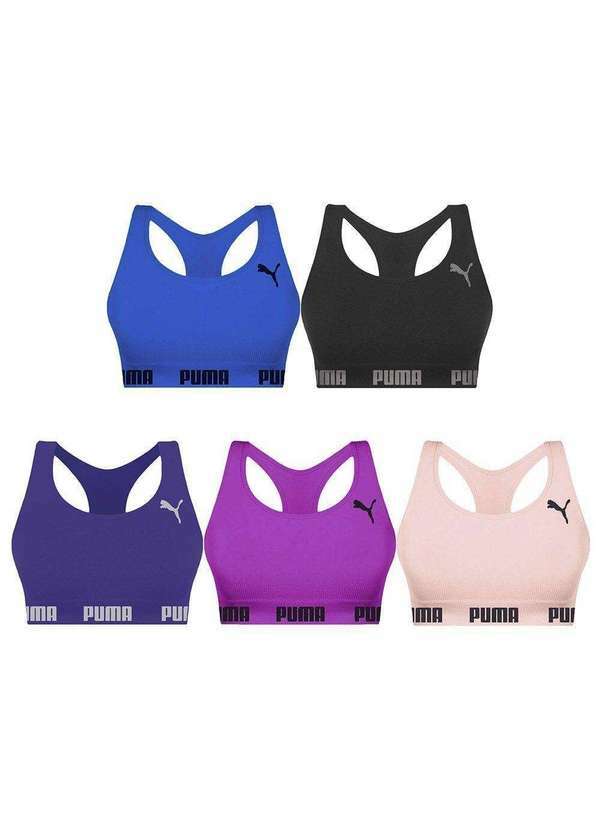 Puma - Kit 5 Tops Puma Nadador sem Costura Feminino Roxo