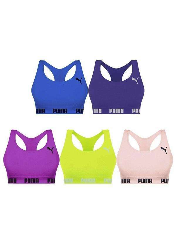 Puma - Kit 5 Tops Puma Nadador sem Costura Feminino Roxo