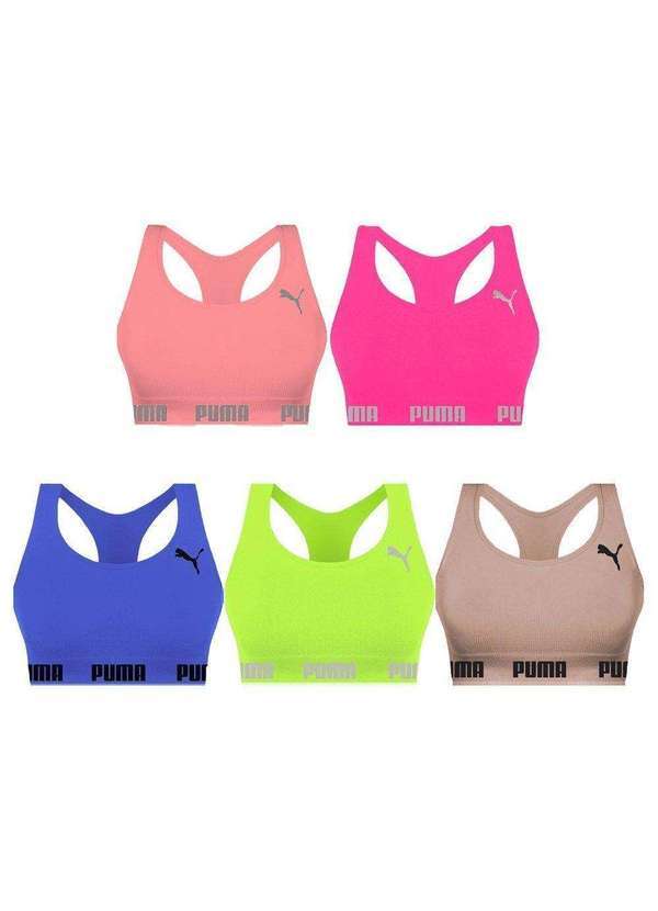 Puma - Kit 5 Tops Puma Nadador sem Costura Feminino Roxo