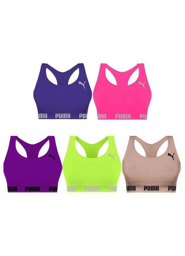 Puma - Kit 5 Tops Puma Nadador sem Costura Feminino Verde