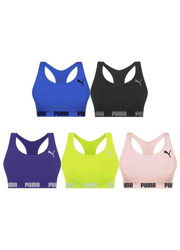 Puma - Kit 5 Tops Puma Nadador sem Costura Feminino Verde