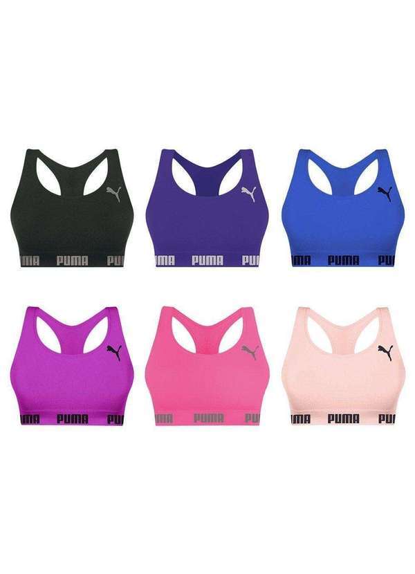 Puma - Kit 6 Tops Puma Nadador sem Costura Feminino Azul
