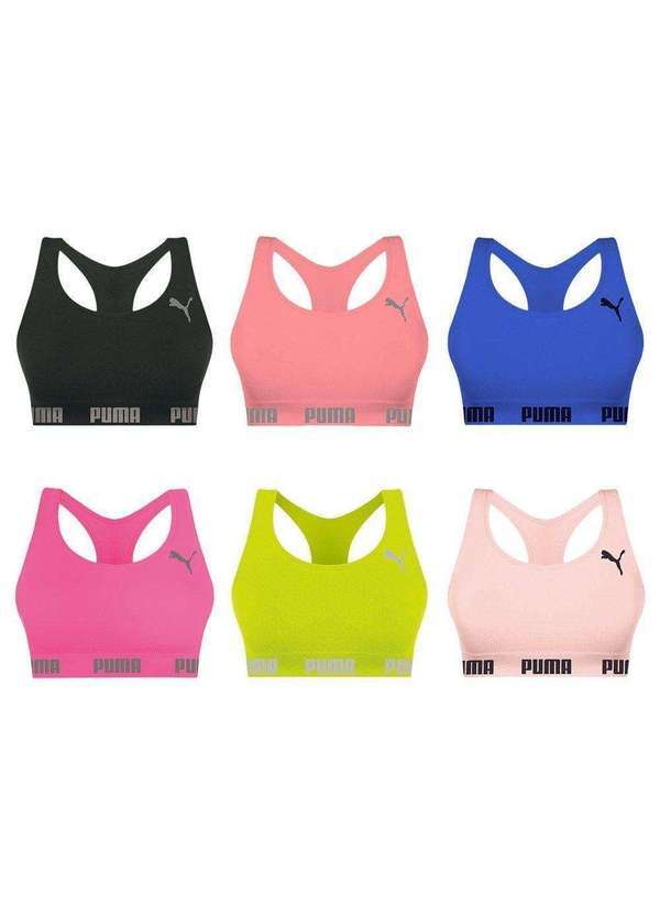 Puma - Kit 6 Tops Puma Nadador sem Costura Feminino Azul