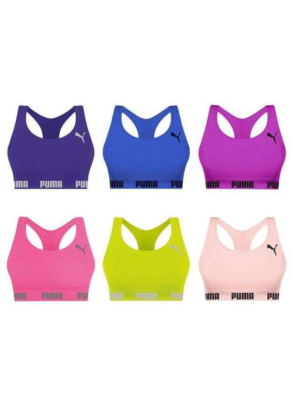 Puma - Kit 6 Tops Puma Nadador sem Costura Feminino Roxo