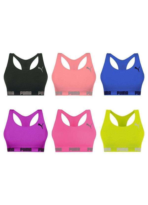 Puma - Kit 6 Tops Puma Nadador sem Costura Feminino Verde