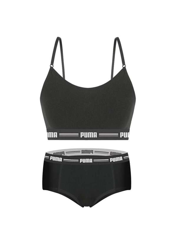 Puma - Kit Puma 3 Tops Modal Stretch e 3 Calcinhas Mini Boxer Feminino Preto 2