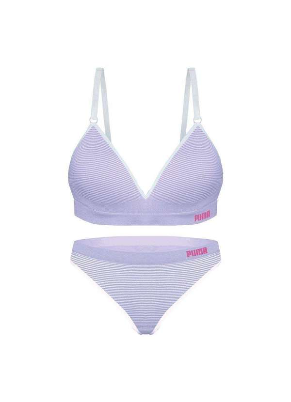Puma - Kit Puma Sutiã e Calcinha sem Costura Feminino Roxo 1