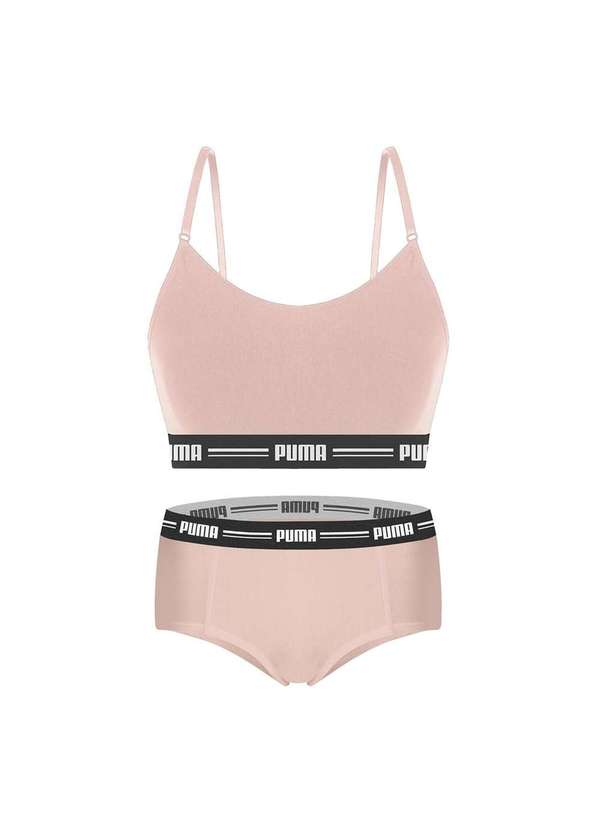 Puma - Kit Puma Top Modal Stretch e Calcinha Mini Boxer Feminino Bege 1