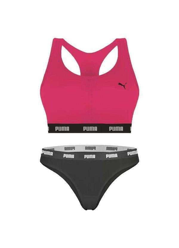 Puma - Kit Puma Top Nadador e Calcinha Biquíni Feminino Preto