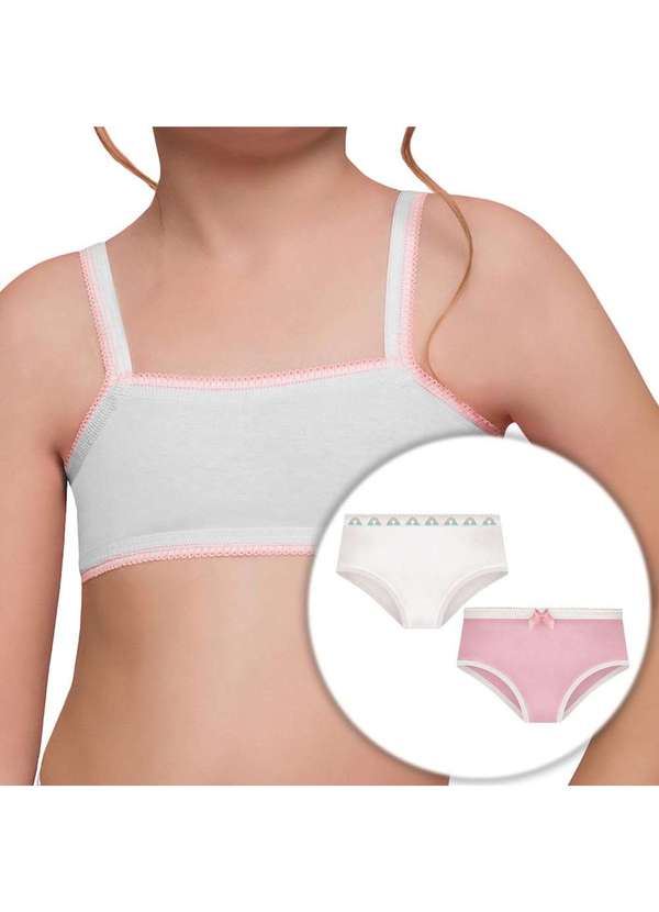 Selene - Kit Selene 1 Top e 2 Calcinhas Infantil Branco