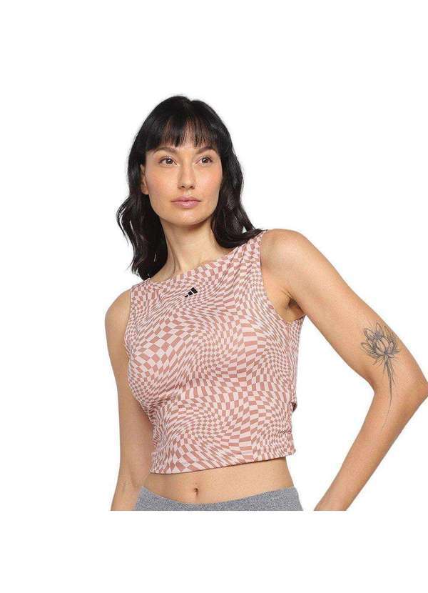 Adidas - Regata Cropped Adidas Print Clash Yoga Feminina Marrom