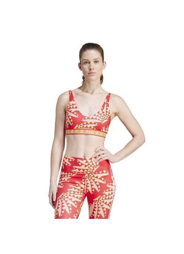 Adidas - Top Adidas Farm Rio Suporte Médio Feminino Vermelho