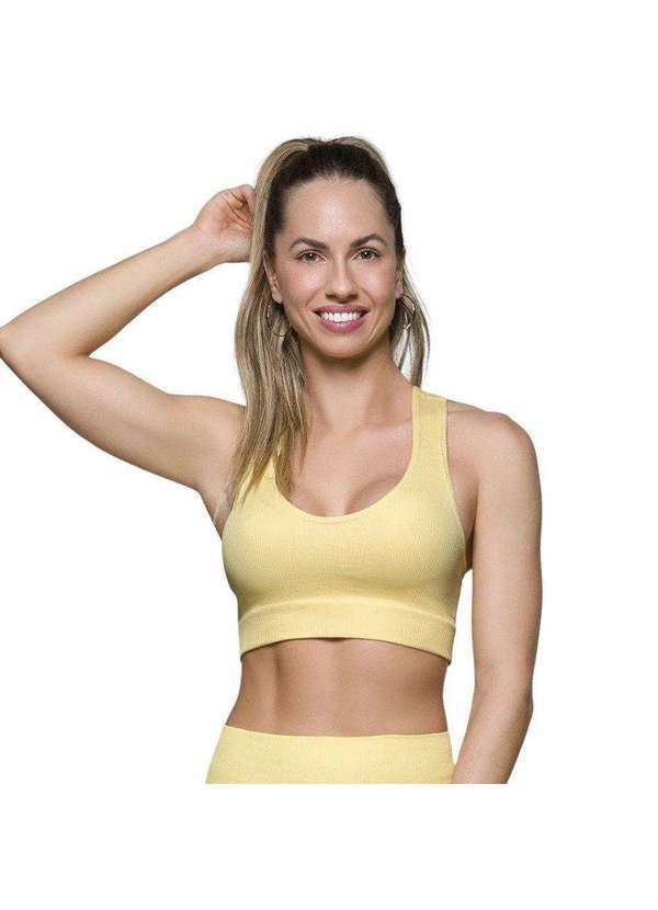 Selene - Top Canelado Selene sem Costura Feminino Amarelo