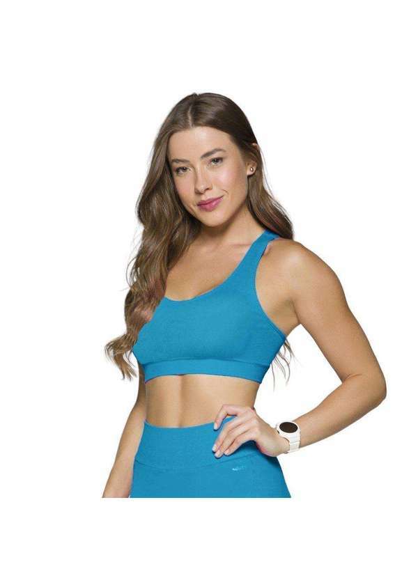 Selene - Top Canelado Selene sem Costura Feminino Azul
