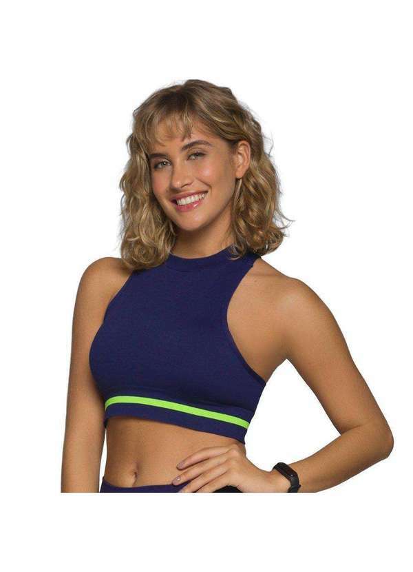 Selene - Top Cropped Selene sem Costura Feminino Azul