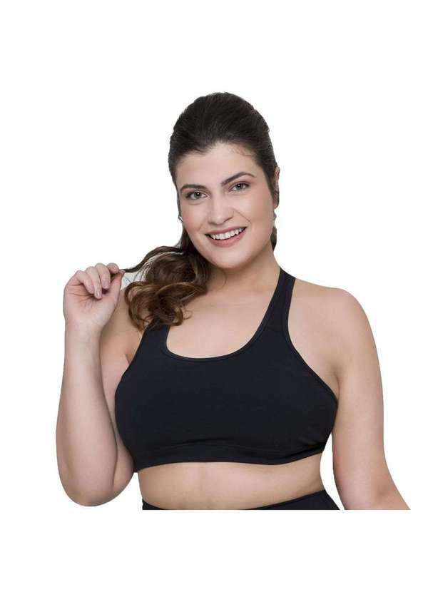 Selene - Top Selene Básico Fitness Plus Size Feminino - Preto Preto