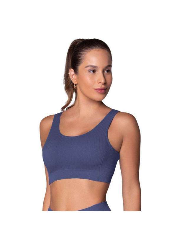 Selene - Top Selene Canelado sem Costura Feminino Azul