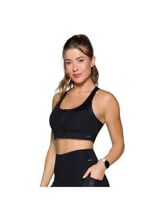Selene - Top Selene com Recorte Cirre e Bojo Feminino Preto