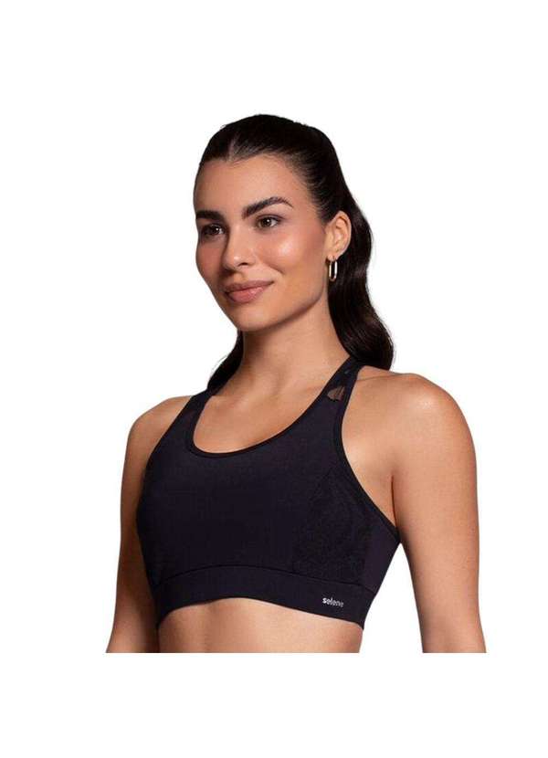 Selene - Top Selene com Recorte Tule e Bojo Feminino Preto