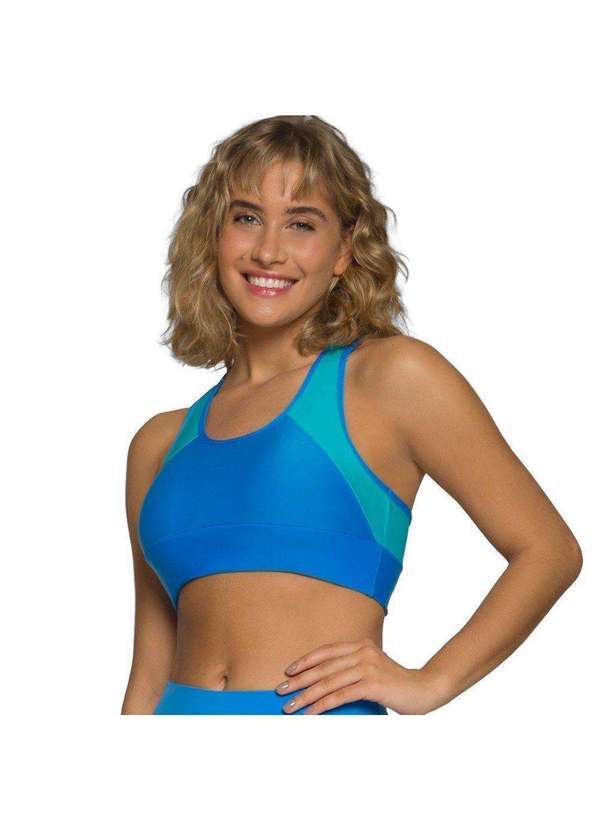 Selene - Top Selene Fitness com Recorte Cirre e Bojo Feminino Azul