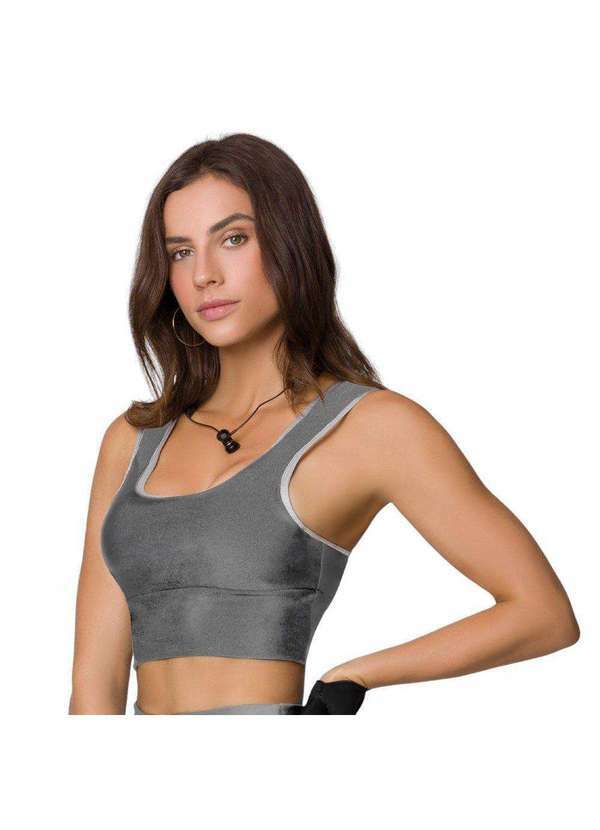 Selene - Top Selene Recortes com Bojo Feminino Cinza