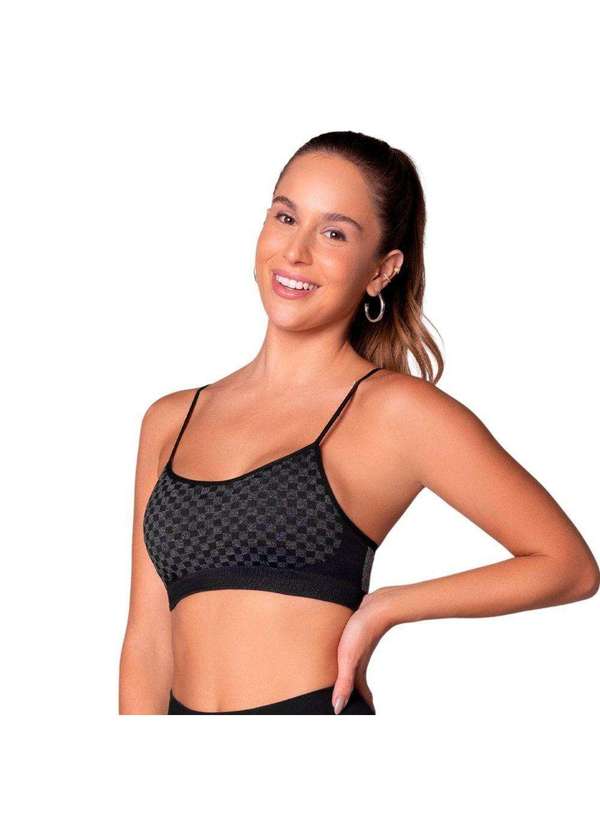 Top Selene sem Costura com Bojo Removível Feminino Preto Esporte