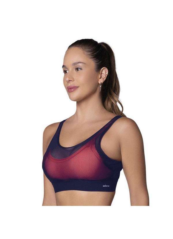 Selene - Top Selene Tule com Bojo Feminino Azul