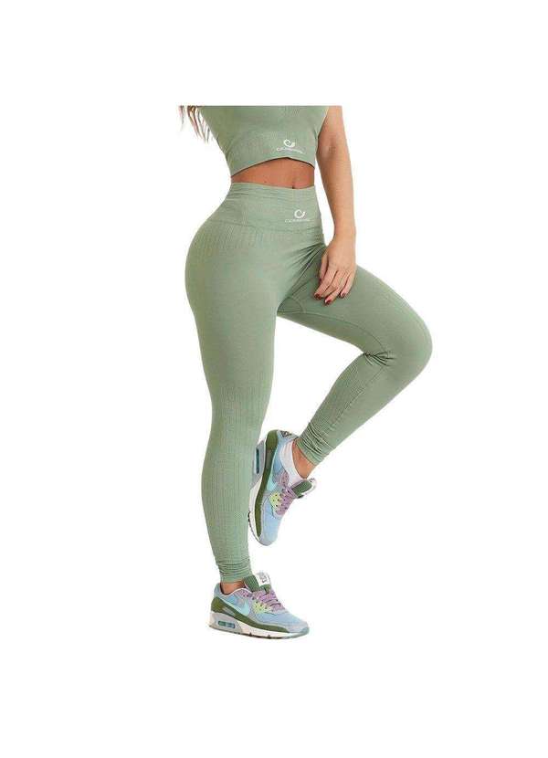 Cajubrasil - Calça Legging Cajubrasil Seamless Braid Feminina Verde