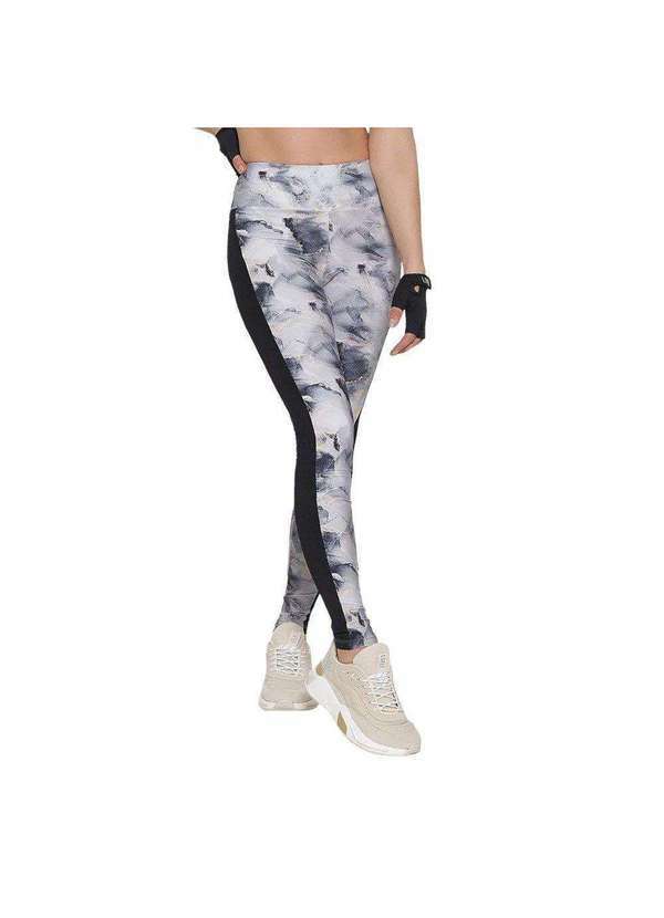 Selene - Calça Legging Selene Estampada com Recorte Feminina Cinza